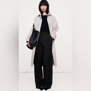 Banana Republic Soho wide-leg high-rise black wool pants